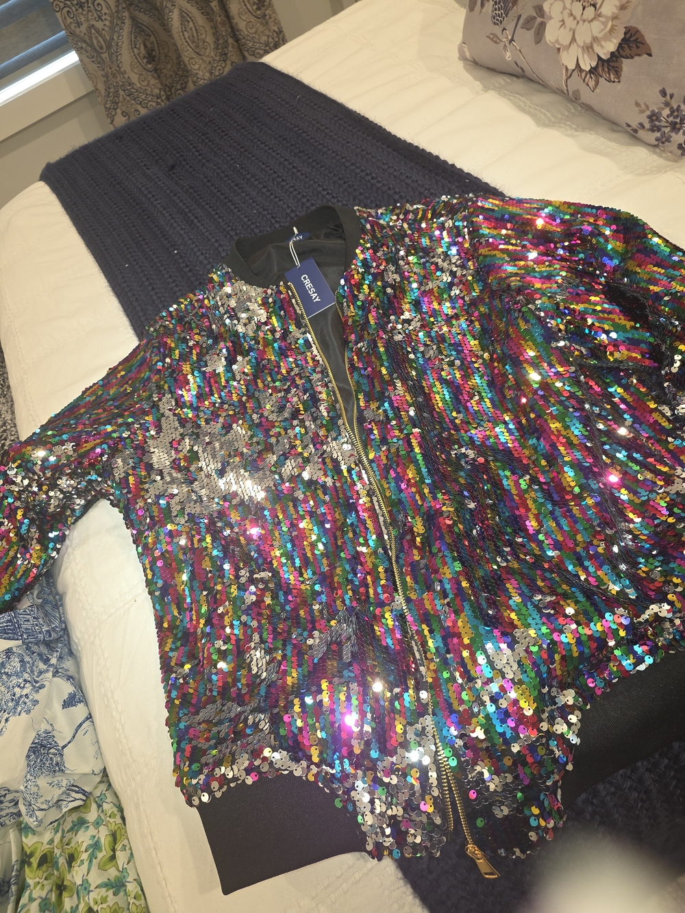 RESA Multicolor Sequin Jacket with Black Trim